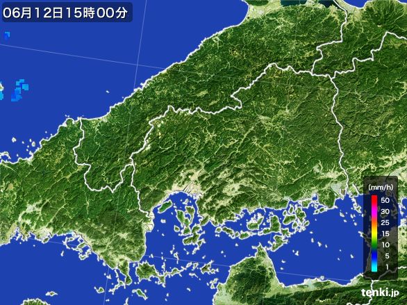 広島県の雨雲レーダー(2015年06月12日)