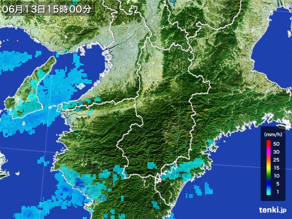 奈良県の雨雲レーダー(2015年06月13日)