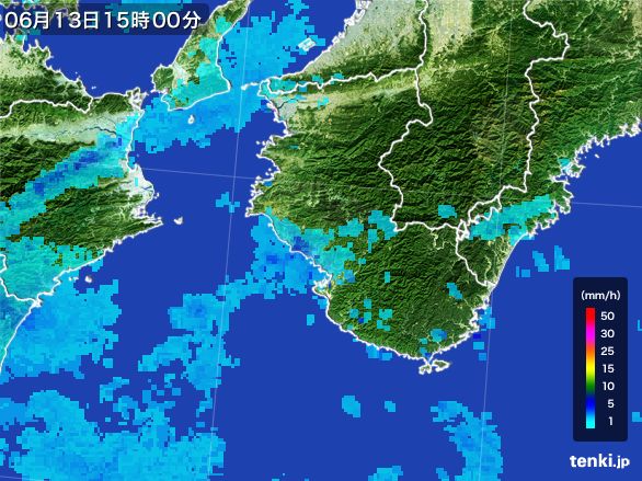 和歌山県の雨雲レーダー(2015年06月13日)