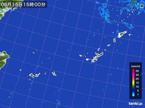 沖縄地方の雨雲レーダー(2015年06月15日)