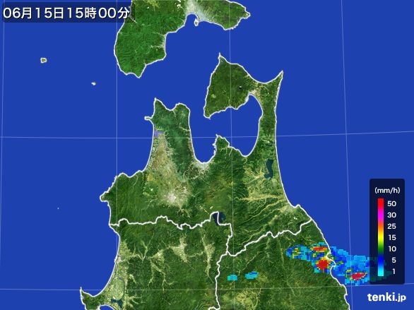 青森県の雨雲レーダー(2015年06月15日)