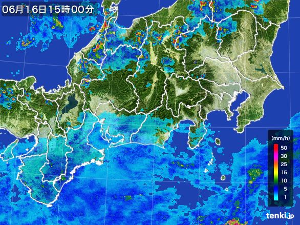 東海地方の雨雲レーダー(2015年06月16日)