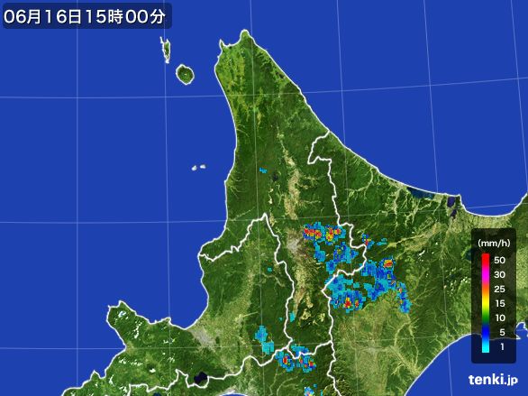 道北の雨雲レーダー(2015年06月16日)