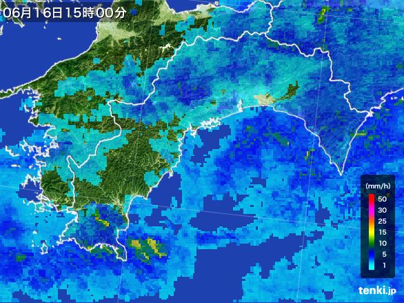 高知県の雨雲レーダー(2015年06月16日)