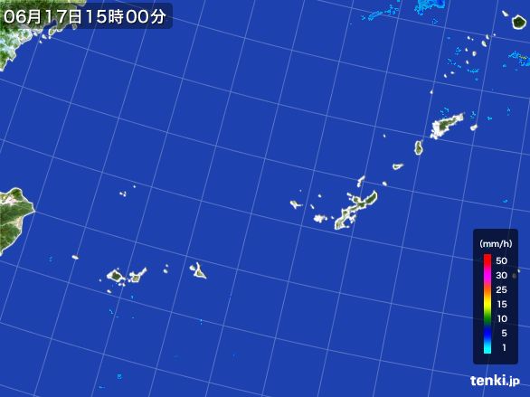 沖縄地方の雨雲レーダー(2015年06月17日)
