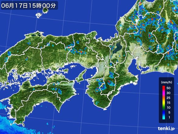 近畿地方の雨雲レーダー(2015年06月17日)