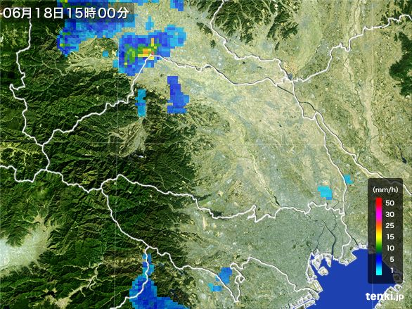 埼玉県の雨雲レーダー(2015年06月18日)