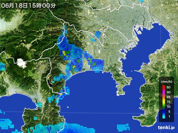 神奈川県の雨雲レーダー(2015年06月18日)