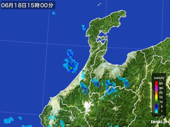 石川県の雨雲レーダー(2015年06月18日)