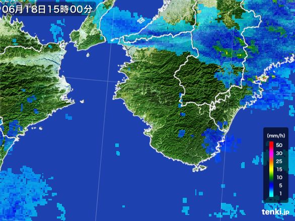 和歌山県の雨雲レーダー(2015年06月18日)
