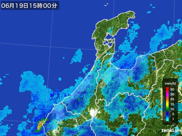 石川県の雨雲レーダー(2015年06月19日)