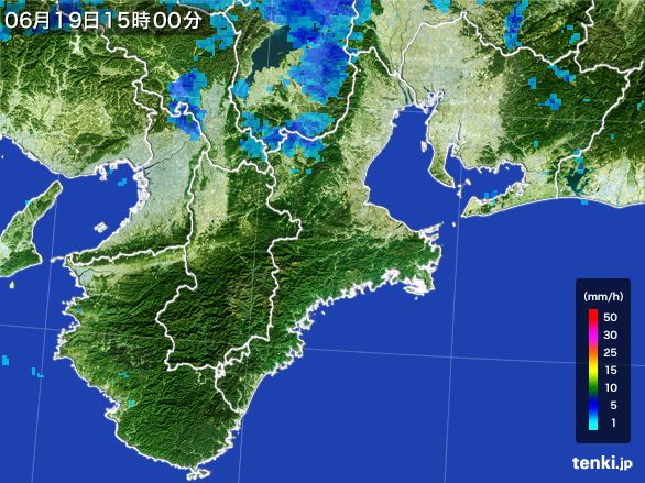 三重県の雨雲レーダー(2015年06月19日)