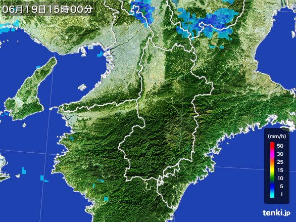 奈良県の雨雲レーダー(2015年06月19日)