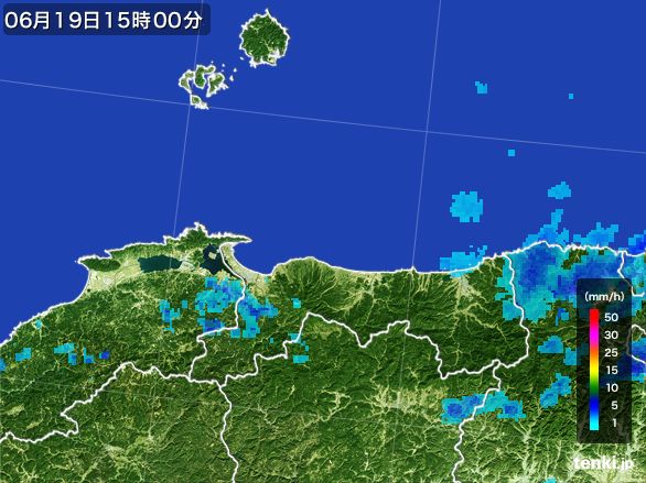 鳥取県の雨雲レーダー(2015年06月19日)
