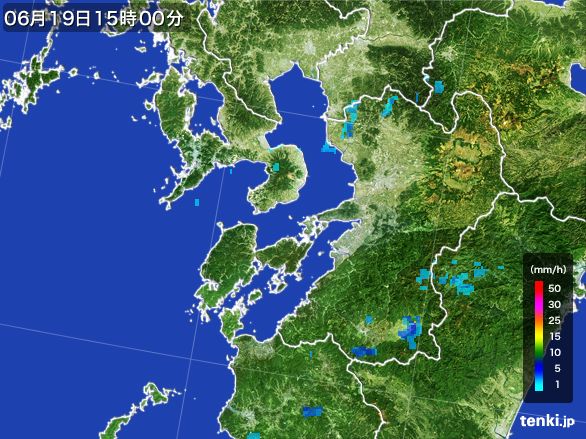 熊本県の雨雲レーダー(2015年06月19日)