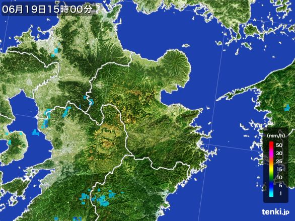 大分県の雨雲レーダー(2015年06月19日)