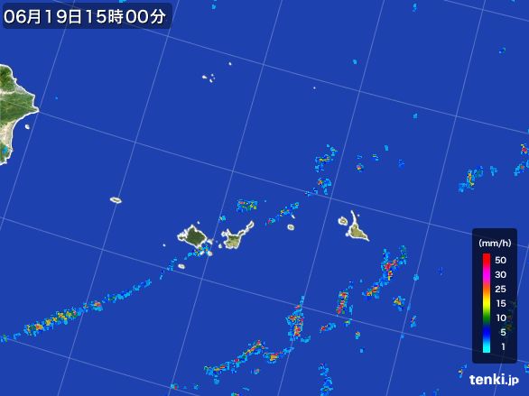 宮古・石垣・与那国(沖縄県)の雨雲レーダー(2015年06月19日)