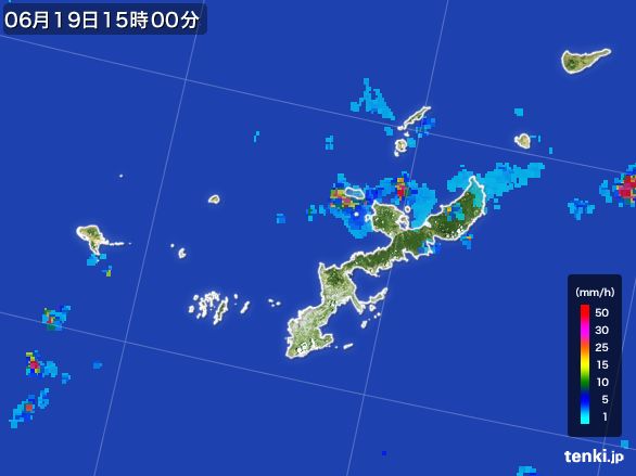 沖縄県の雨雲レーダー(2015年06月19日)