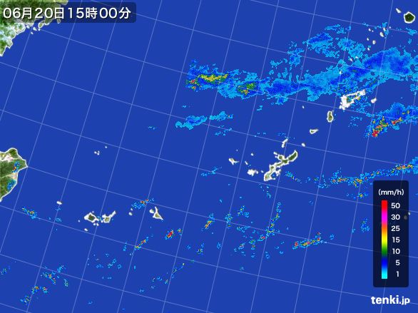 沖縄地方の雨雲レーダー(2015年06月20日)