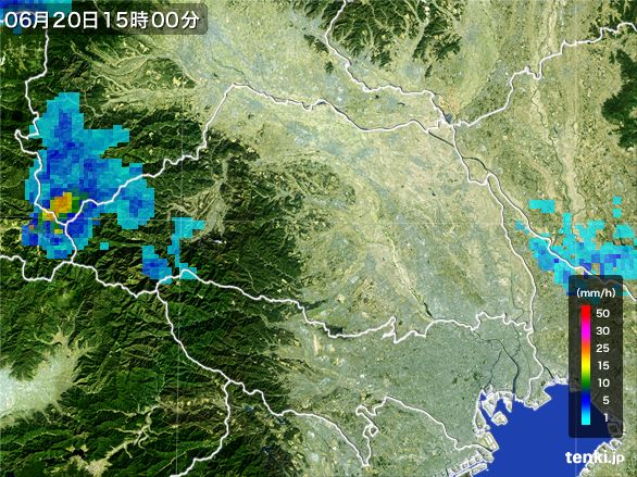 埼玉県の雨雲レーダー(2015年06月20日)