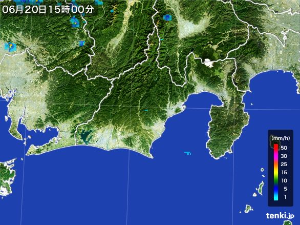 静岡県の雨雲レーダー(2015年06月20日)