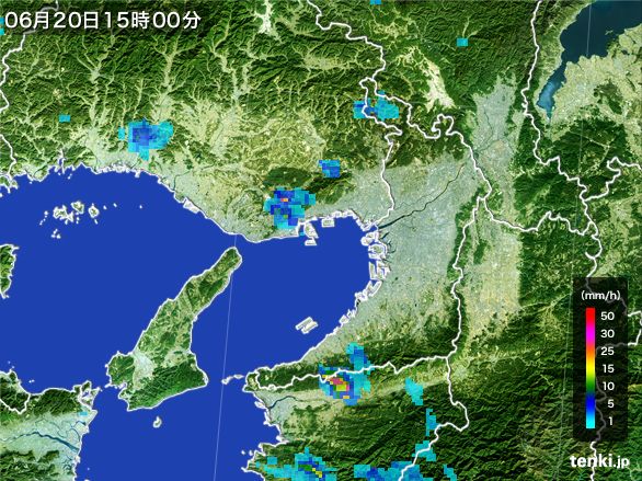 大阪府の雨雲レーダー(2015年06月20日)