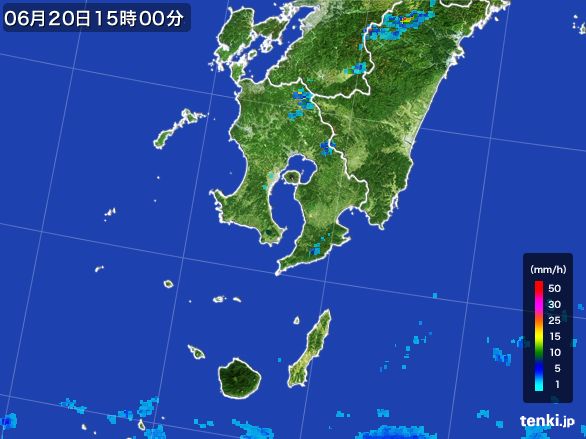 鹿児島県の雨雲レーダー(2015年06月20日)