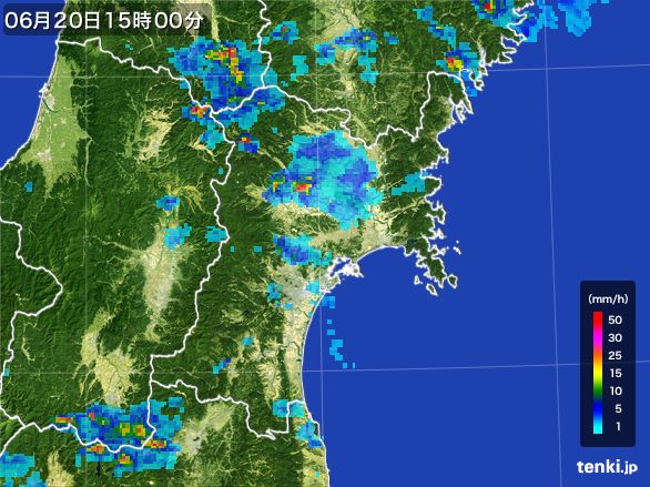 宮城県の雨雲レーダー(2015年06月20日)