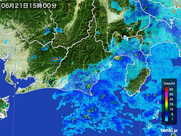 静岡県の雨雲レーダー(2015年06月21日)