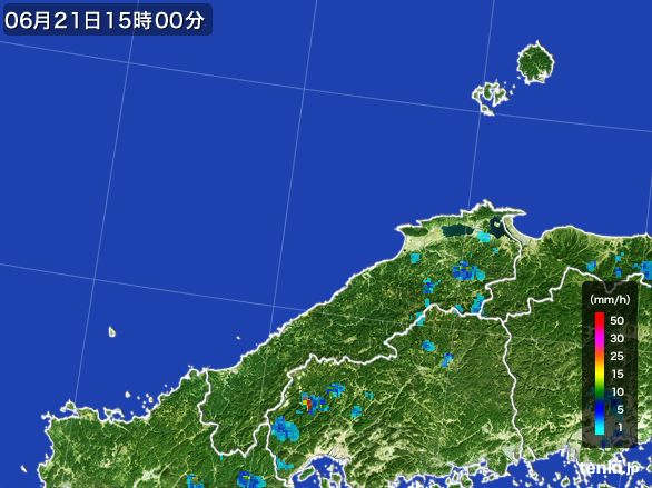 島根県の雨雲レーダー(2015年06月21日)
