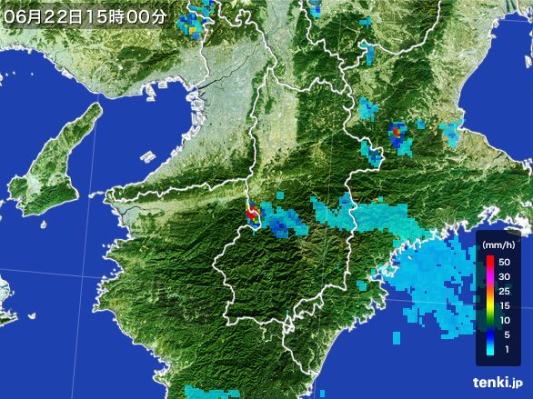 奈良県の雨雲レーダー(2015年06月22日)