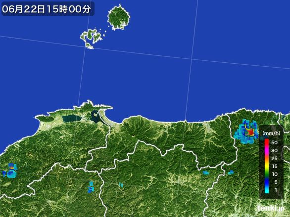 鳥取県の雨雲レーダー(2015年06月22日)