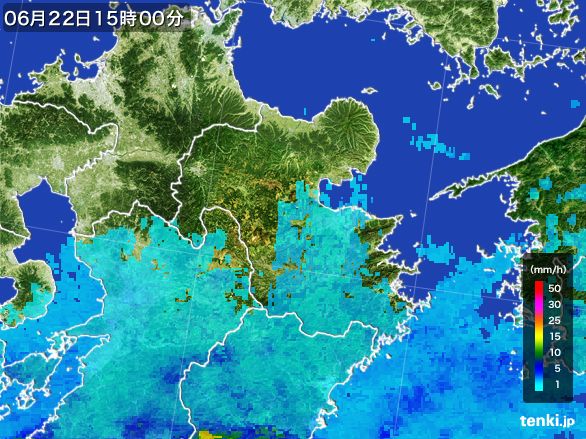 大分県の雨雲レーダー(2015年06月22日)