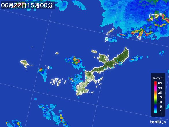 沖縄県の雨雲レーダー(2015年06月22日)