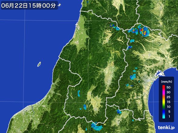 山形県の雨雲レーダー(2015年06月22日)