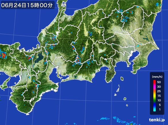 東海地方の雨雲レーダー(2015年06月24日)