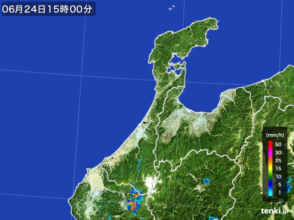 石川県の雨雲レーダー(2015年06月24日)