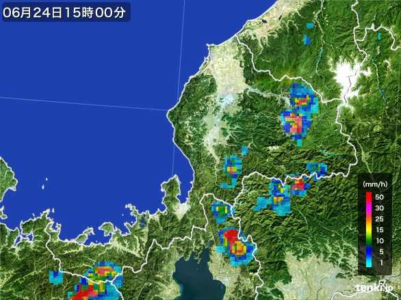 福井県の雨雲レーダー(2015年06月24日)
