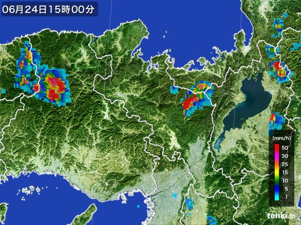 京都府の雨雲レーダー(2015年06月24日)