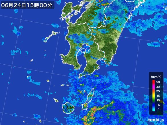 鹿児島県の雨雲レーダー(2015年06月24日)
