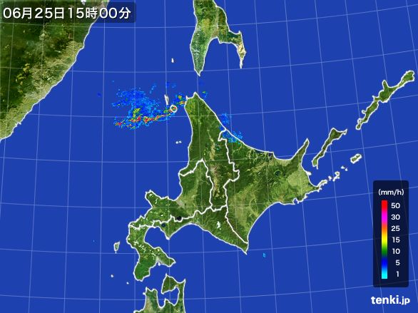 北海道地方の雨雲レーダー(2015年06月25日)