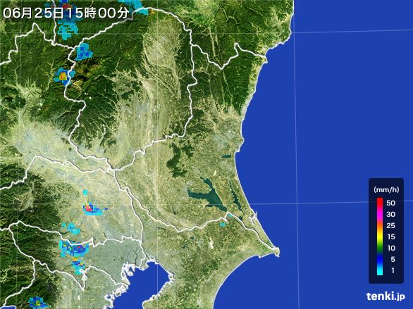 茨城県の雨雲レーダー(2015年06月25日)