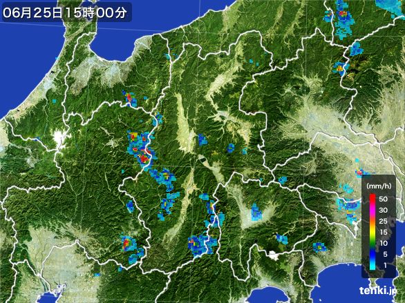 長野県の雨雲レーダー(2015年06月25日)