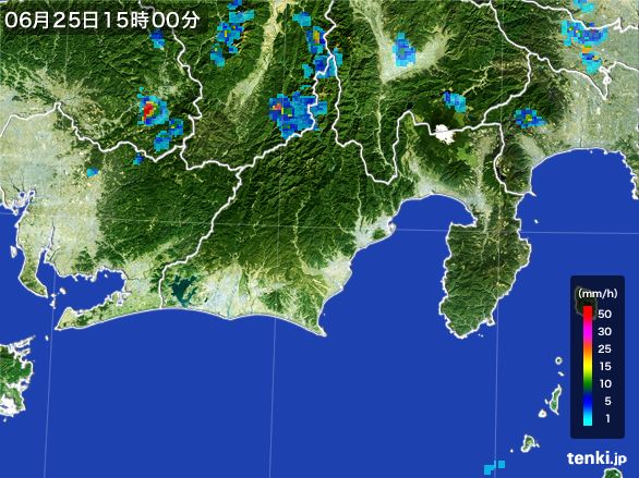 静岡県の雨雲レーダー(2015年06月25日)