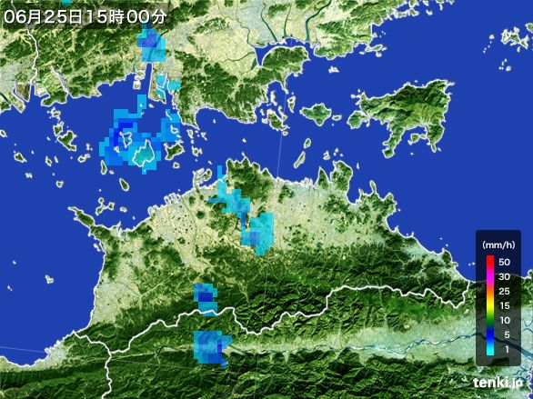 香川県の雨雲レーダー(2015年06月25日)