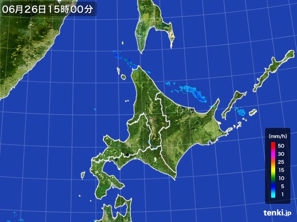 北海道地方の雨雲レーダー(2015年06月26日)