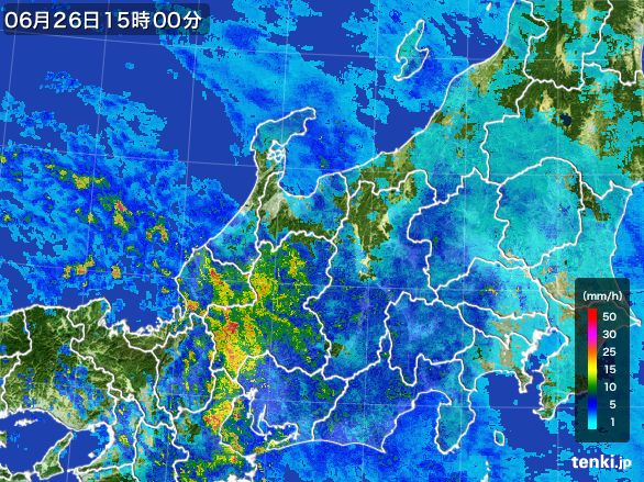 北陸地方の雨雲レーダー(2015年06月26日)