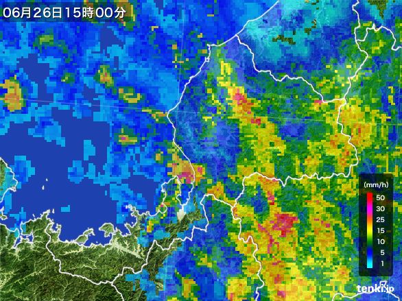 福井県の雨雲レーダー(2015年06月26日)