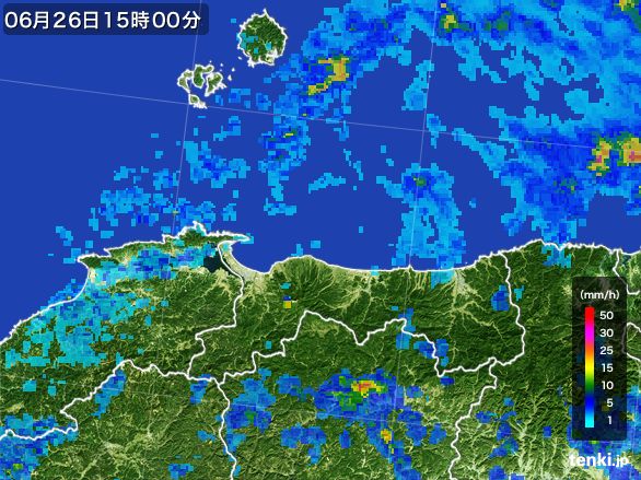 鳥取県の雨雲レーダー(2015年06月26日)