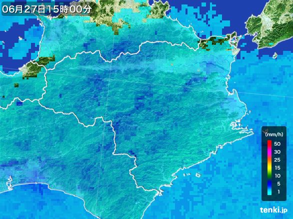 徳島県の雨雲レーダー(2015年06月27日)
